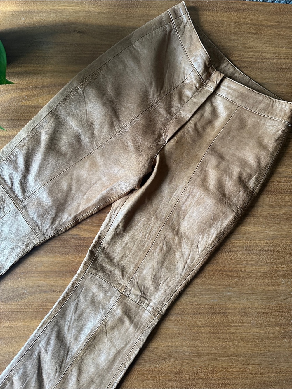 Vintage Tan Buttery Soft Leather High-Waist Pants